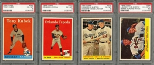 1958 Topps Partial Set of 336 Cards with Stars and Four PSA Graded Cards   